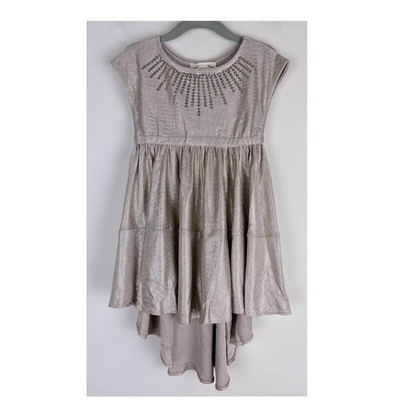 Joyfolie Cowgirl Metallic Sequins Hi Lo Divinia Dress Rose Gold | Girls 2 - Picture 1 of 10